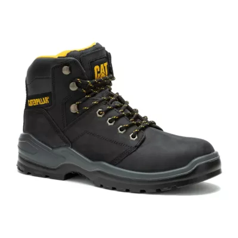 CAT Mens Striver Steel Toe Slip Resistant Block Heel Work Boots