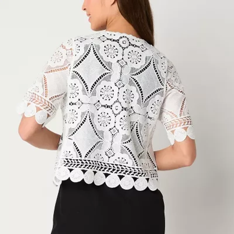 Rabbit Design Womens Round Neck Short Sleeve Shrug Petite
