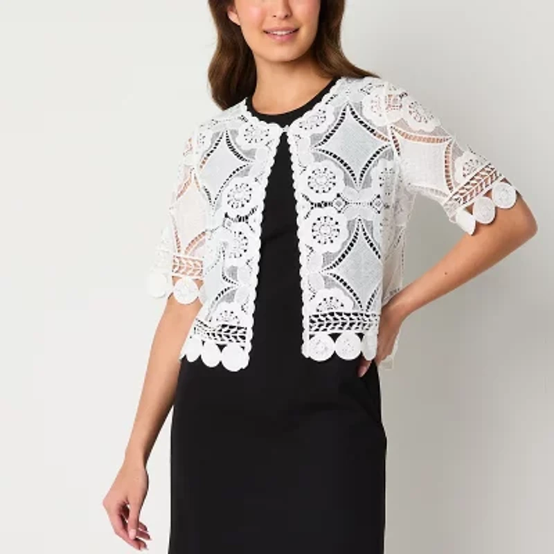 Rabbit Design Womens Round Neck Short Sleeve Shrug Petite