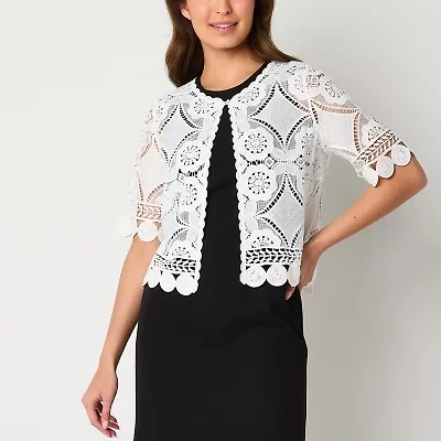 Rabbit Design Womens Round Neck Short Sleeve Shrug Petite