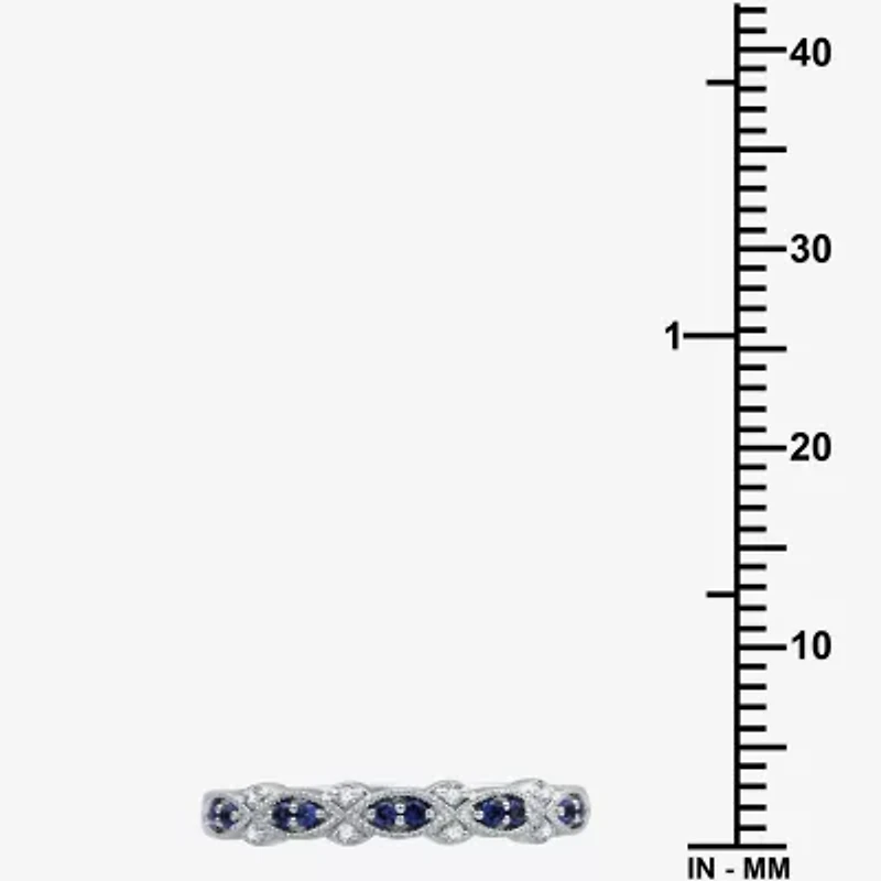 I Said Yes 1/2 CT. T.W. Lab Created Blue Sapphire Sterling Silver or 14K Gold Over Wedding Band