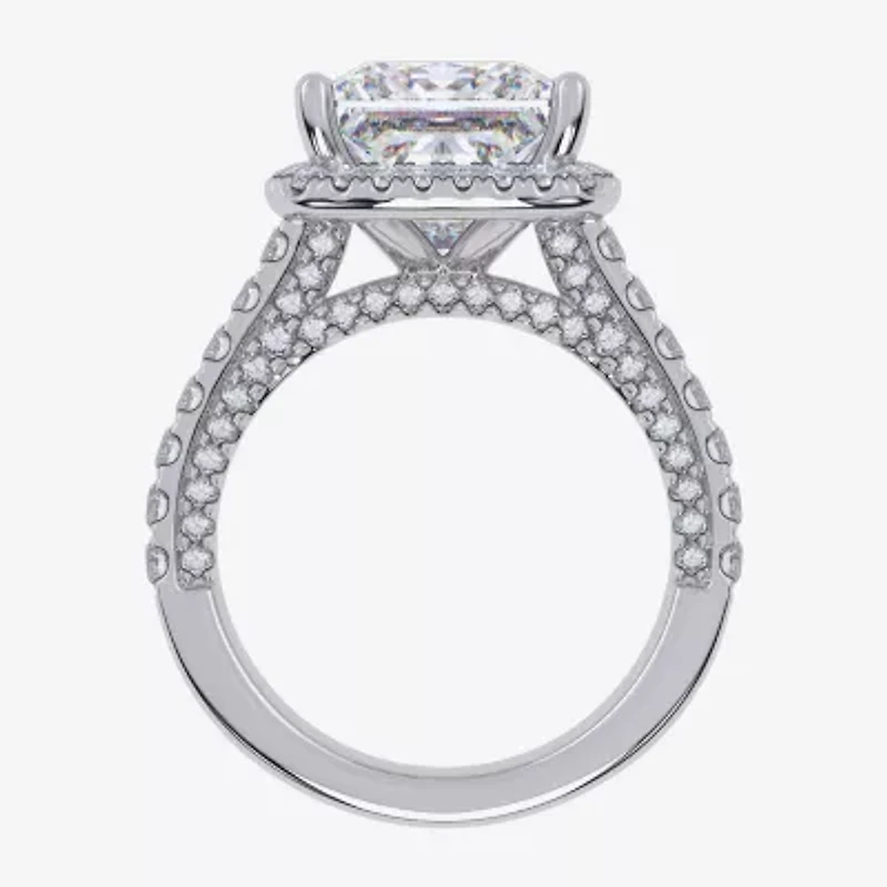 G-H / Vs2-Si1) Womens / CT. T.W. Lab Grown White Diamond 14K Gold Side Stone Halo Engagement Ring