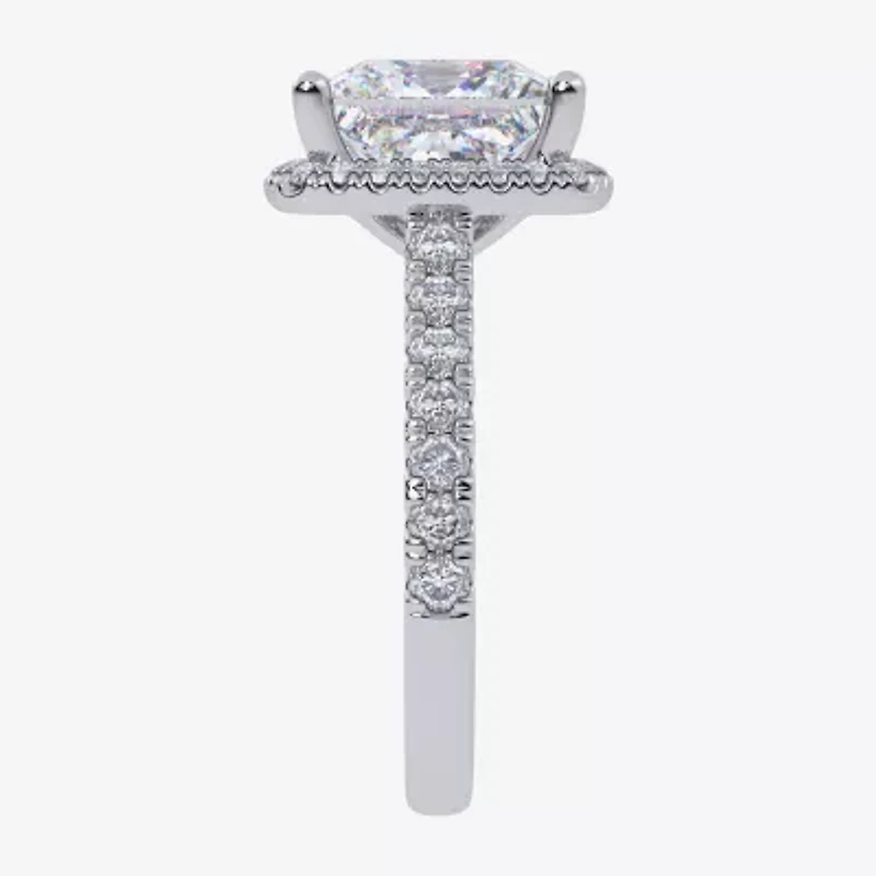 G-H / Vs2-Si1) Womens / CT. T.W. Lab Grown White Diamond 14K Gold Side Stone Halo Engagement Ring