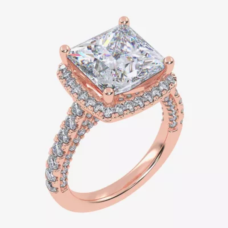 G-H / Vs2-Si1) Womens / CT. T.W. Lab Grown White Diamond 14K Gold Side Stone Halo Engagement Ring