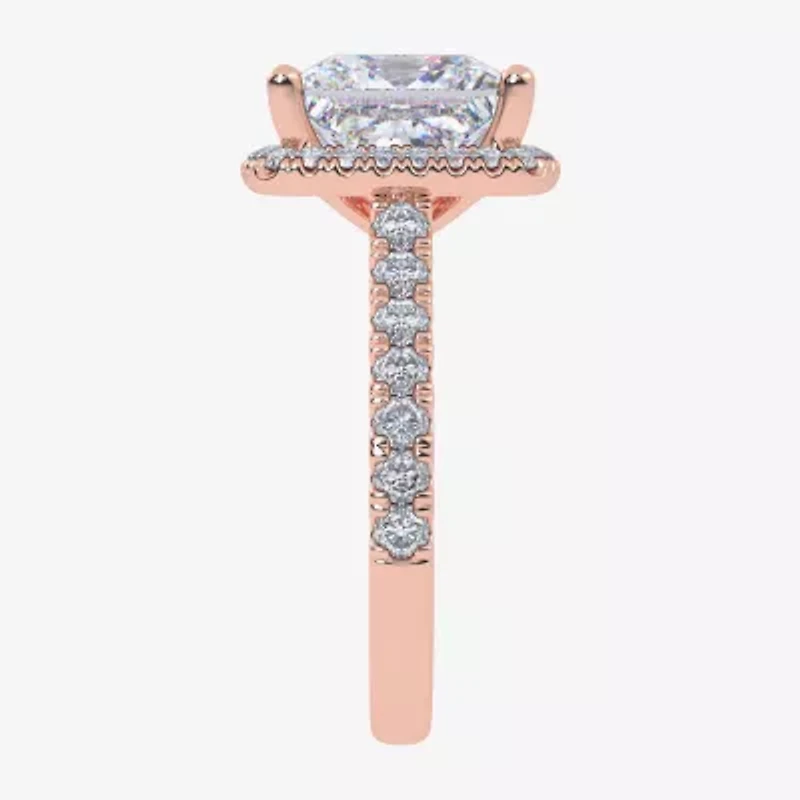 G-H / Vs2-Si1) Womens / CT. T.W. Lab Grown White Diamond 14K Gold Side Stone Halo Engagement Ring