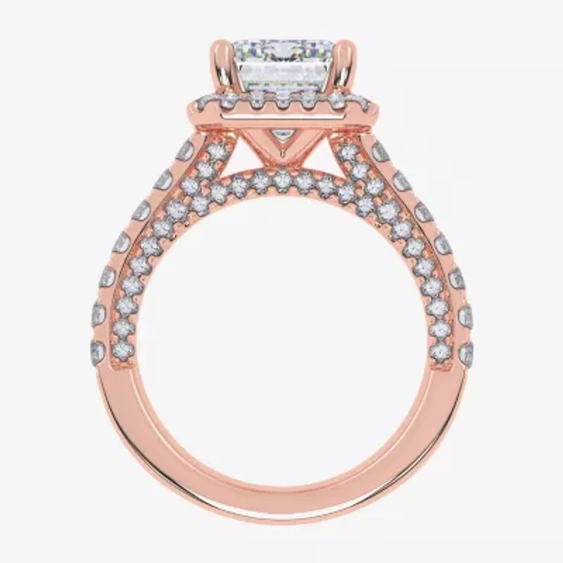 G-H / Vs2-Si1) Womens / CT. T.W. Lab Grown White Diamond 14K Gold Side Stone Halo Engagement Ring