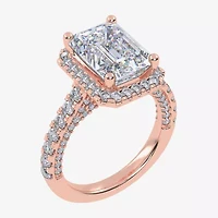 G-H / Vs2-Si1) Womens / CT. T.W. Lab Grown White Diamond 14K Gold Side Stone Halo Engagement Ring