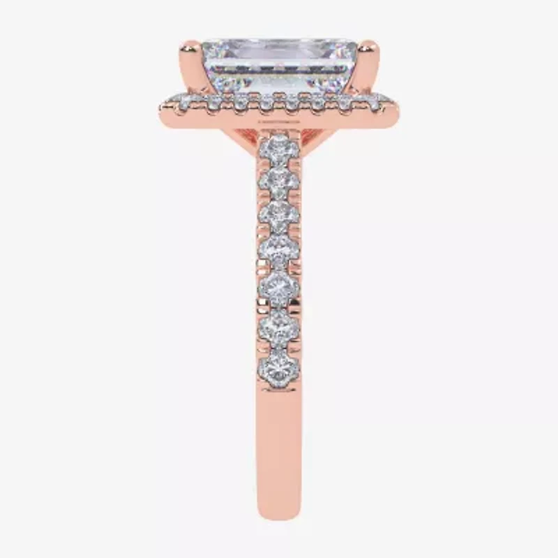 G-H / Vs2-Si1) Womens / CT. T.W. Lab Grown White Diamond 14K Gold Side Stone Halo Engagement Ring