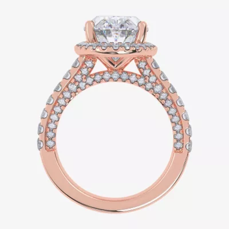 G-H / Vs2-Si1) Womens / CT. T.W. Lab Grown White Diamond 14K Gold Side Stone Halo Engagement Ring