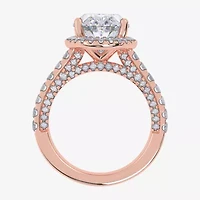 G-H / Vs2-Si1) Womens / CT. T.W. Lab Grown White Diamond 14K Gold Side Stone Halo Engagement Ring