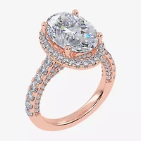 G-H / Vs2-Si1) Womens / CT. T.W. Lab Grown White Diamond 14K Gold Side Stone Halo Engagement Ring
