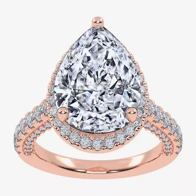 G-H / Vs2-Si1) Womens / CT. T.W. Lab Grown White Diamond 14K Gold Side Stone Halo Engagement Ring