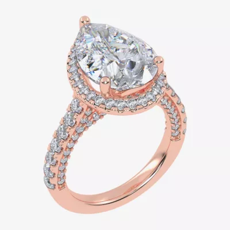 G-H / Vs2-Si1) Womens / CT. T.W. Lab Grown White Diamond 14K Gold Side Stone Halo Engagement Ring