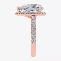 G-H / Vs2-Si1) Womens / CT. T.W. Lab Grown White Diamond 14K Gold Side Stone Halo Engagement Ring