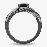 Enchanted Disney Fine Jewelry Womens 1/5 CT. Genuine Black Onyx Sterling Silver Oval Maleficent Side Stone Cocktail Ring