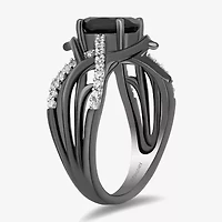 Enchanted Disney Fine Jewelry Womens 1/5 CT. Genuine Black Onyx Sterling Silver Oval Maleficent Side Stone Cocktail Ring
