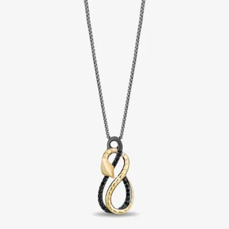 Enchanted Disney Fine Jewelry Womens 1/6 CT. T.W. Natural Black Diamond 14K Gold Over Silver Sterling Silver Infinity 18 Inch Pendant Necklace