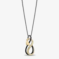 Enchanted Disney Fine Jewelry Womens 1/6 CT. T.W. Natural Black Diamond 14K Gold Over Silver Sterling Silver Infinity 18 Inch Pendant Necklace