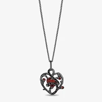 Enchanted Disney Fine Jewelry Womens 1/6 CT. T.W. Genuine Red Garnet Sterling Silver Heart 18 Inch Pendant Necklace