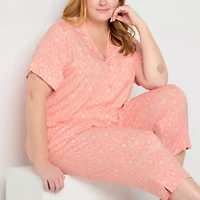 Liz Claiborne Cool and Calm Womens Short Sleeve Plus Pajama Top