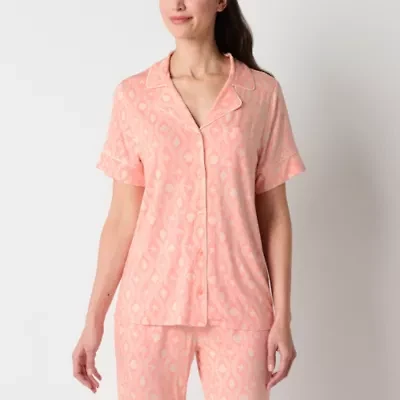 Liz Claiborne Cool and Calm Womens Short Sleeve Pajama Top