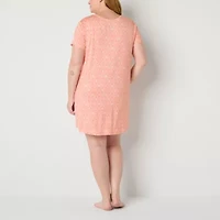 Liz Claiborne Cool and Calm Womens Crew Neck Short Sleeve Plus Nightshirt