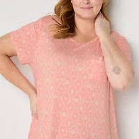 Liz Claiborne Cool and Calm Womens Crew Neck Short Sleeve Plus Nightshirt