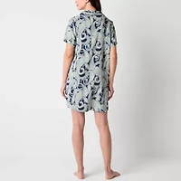 Liz Claiborne Womens Poplin Short Sleeve Nightshirt