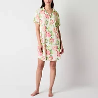 Liz Claiborne Womens Poplin Short Sleeve Nightshirt