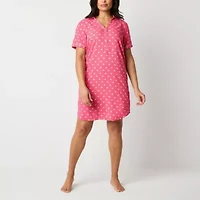 Liz Claiborne Womens Poplin Short Sleeve Nightshirt