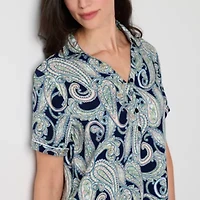 Liz Claiborne Womens Poplin Short Sleeve Nightshirt