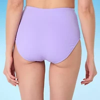 Liz Claiborne Womens Lined Textured High Waist Bikini Swimsuit Bottom
