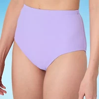 Liz Claiborne Womens Lined Textured High Waist Bikini Swimsuit Bottom