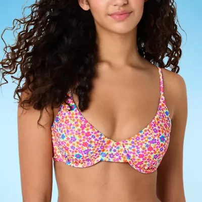 Forever 21 Womens Adjustable Straps Floral Juniors Bralette Bikini Swimsuit Top