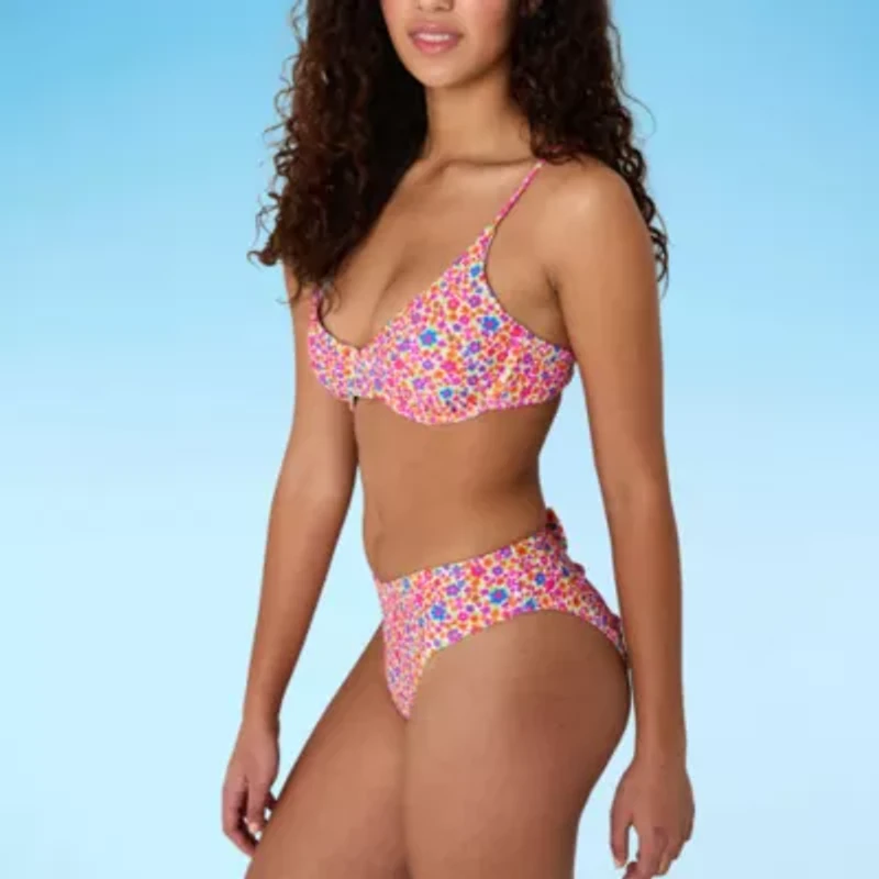 Forever 21 Womens Adjustable Straps Floral Juniors Bralette Bikini Swimsuit Top