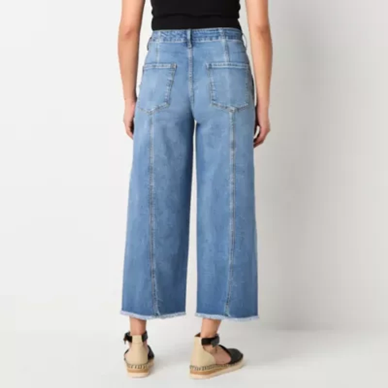 a.n.a Soft Drape Womens High Rise Wide Leg Cropped Jean