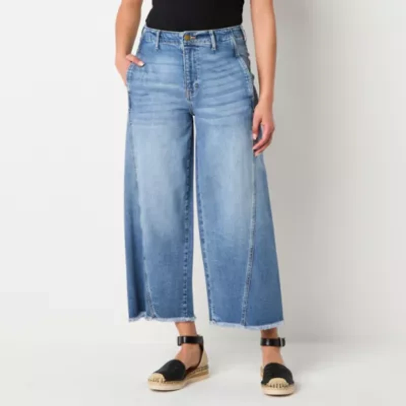 a.n.a Soft Drape Womens High Rise Wide Leg Cropped Jean