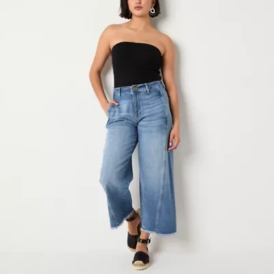 a.n.a Soft Drape Womens High Rise Wide Leg Cropped Jean