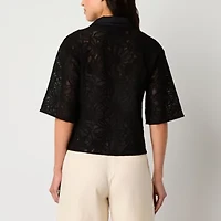 Worthington Womens Short Sleeve Polo Shirt