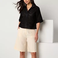 Worthington Womens Short Sleeve Polo Shirt