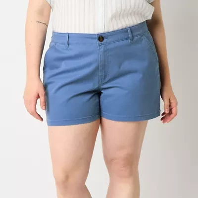 a.n.a Womens 4 1/2" Mid Rise Chino Short-Plus