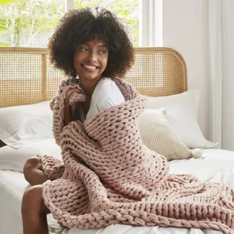 Madison Park Handmade Chunk Double Knit Plush Lightweight Throw