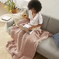 Madison Park Handmade Chunk Double Knit Plush Lightweight Throw