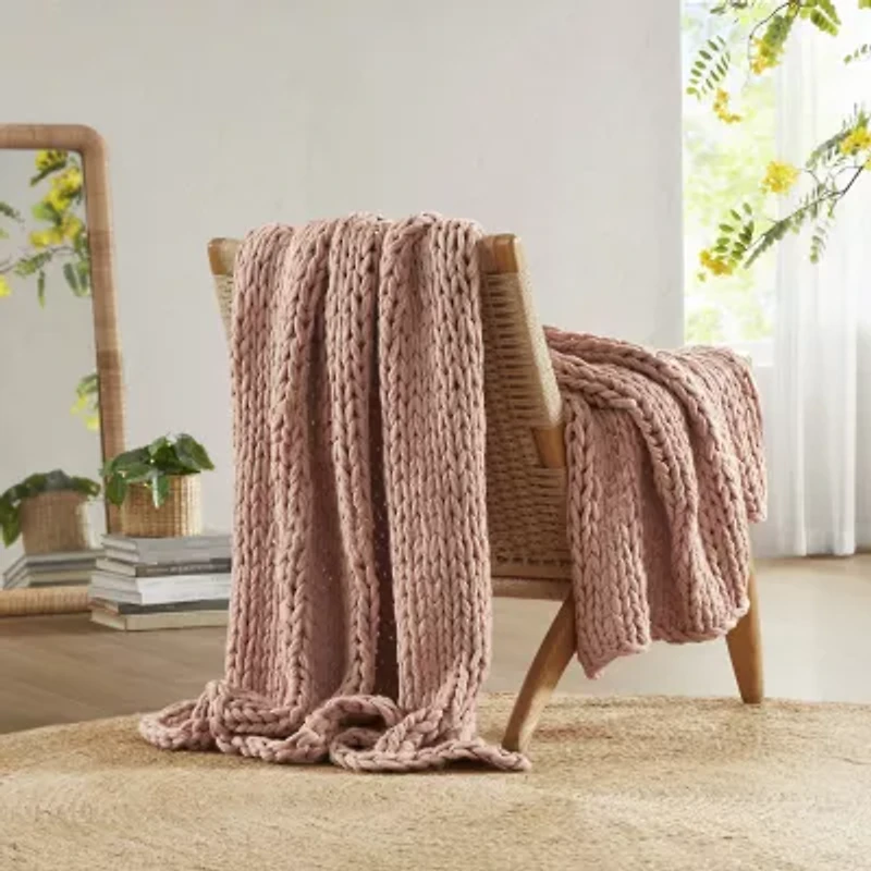 Madison Park Handmade Chunk Double Knit Plush Lightweight Throw