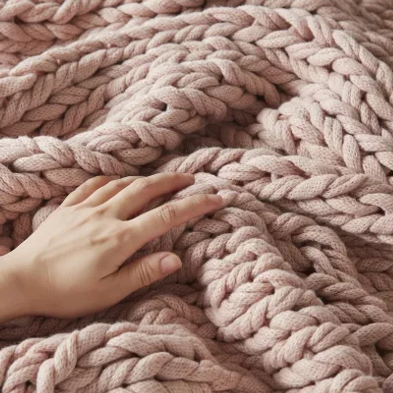 Madison Park Handmade Chunk Double Knit Plush Lightweight Throw
