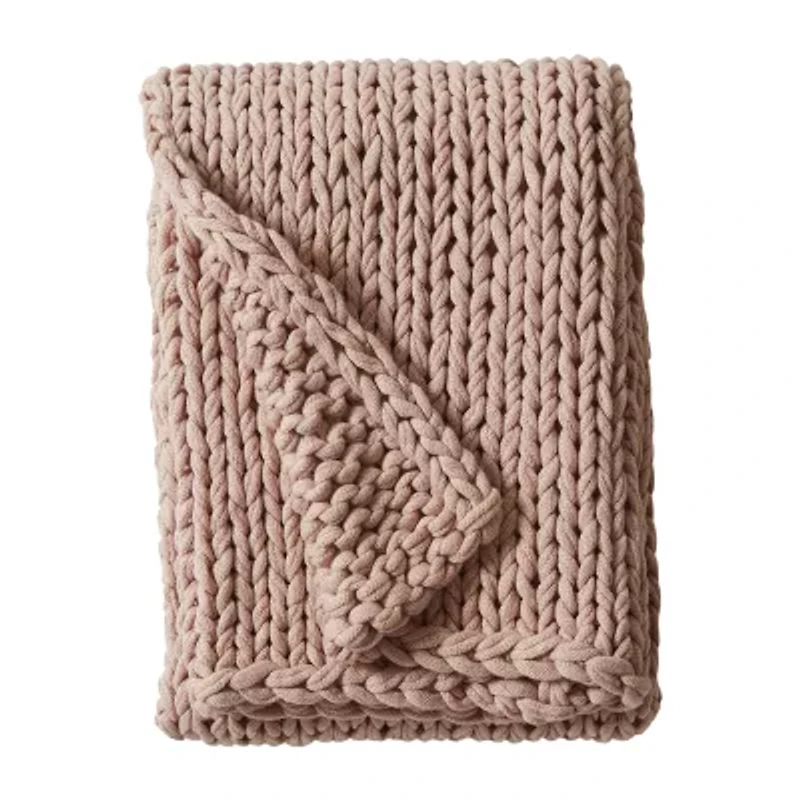 Madison Park Handmade Chunk Double Knit Plush Lightweight Throw