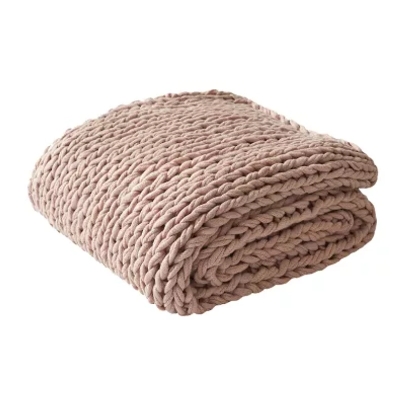 Madison Park Handmade Chunk Double Knit Plush Lightweight Throw