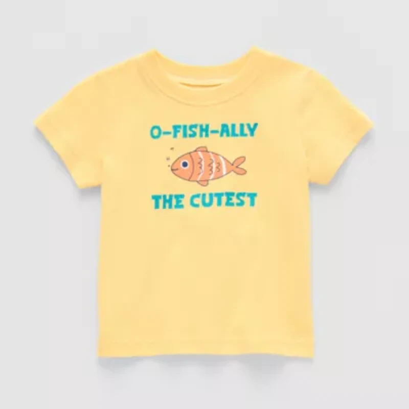 Okie Dokie Baby Boys Round Neck Short Sleeve Regular Fit Graphic T-Shirt