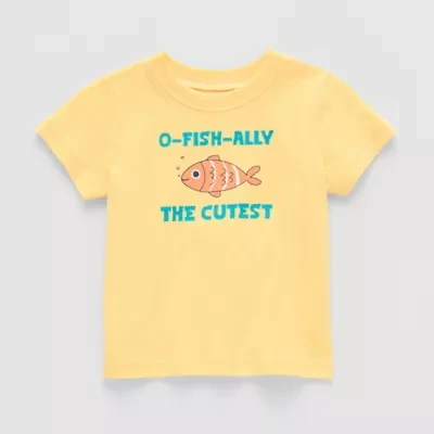 Okie Dokie Baby Boys Round Neck Short Sleeve Regular Fit Graphic T-Shirt