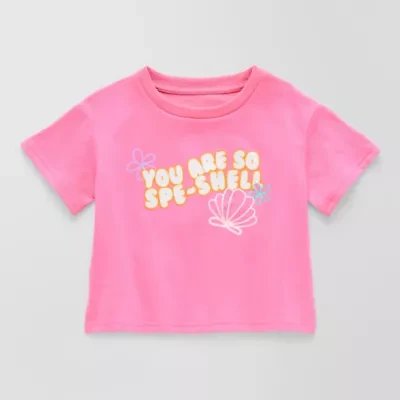 Thereabouts Little Girls Crew Neck Short Sleeve Boxy Fit Graphic T-Shirt